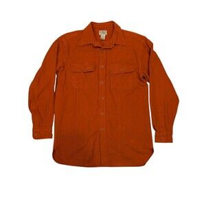 VTG L.L.Bean Chamois Cloth Shirt Men's Medium Burnt Orange Button Up 100% Cotton